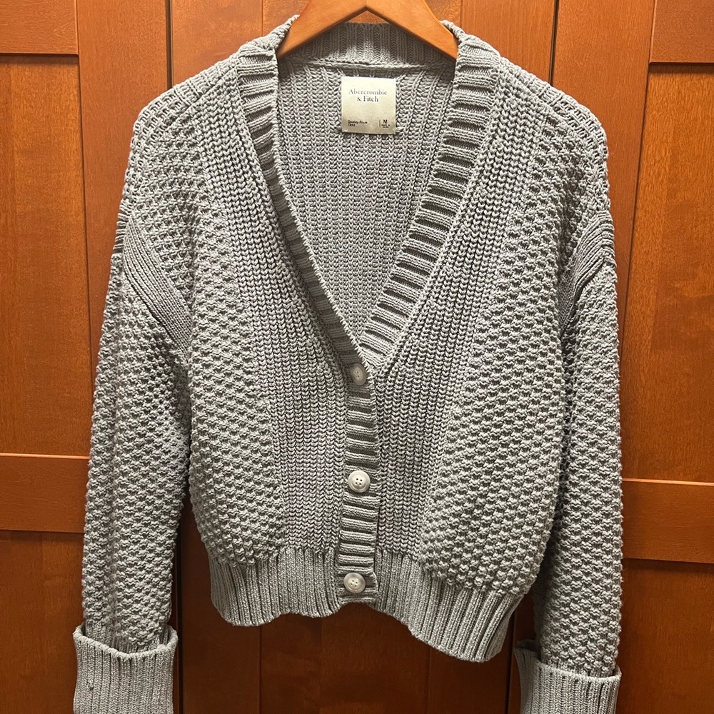 Abercrombie & Fitch Gray Textured Cardigan